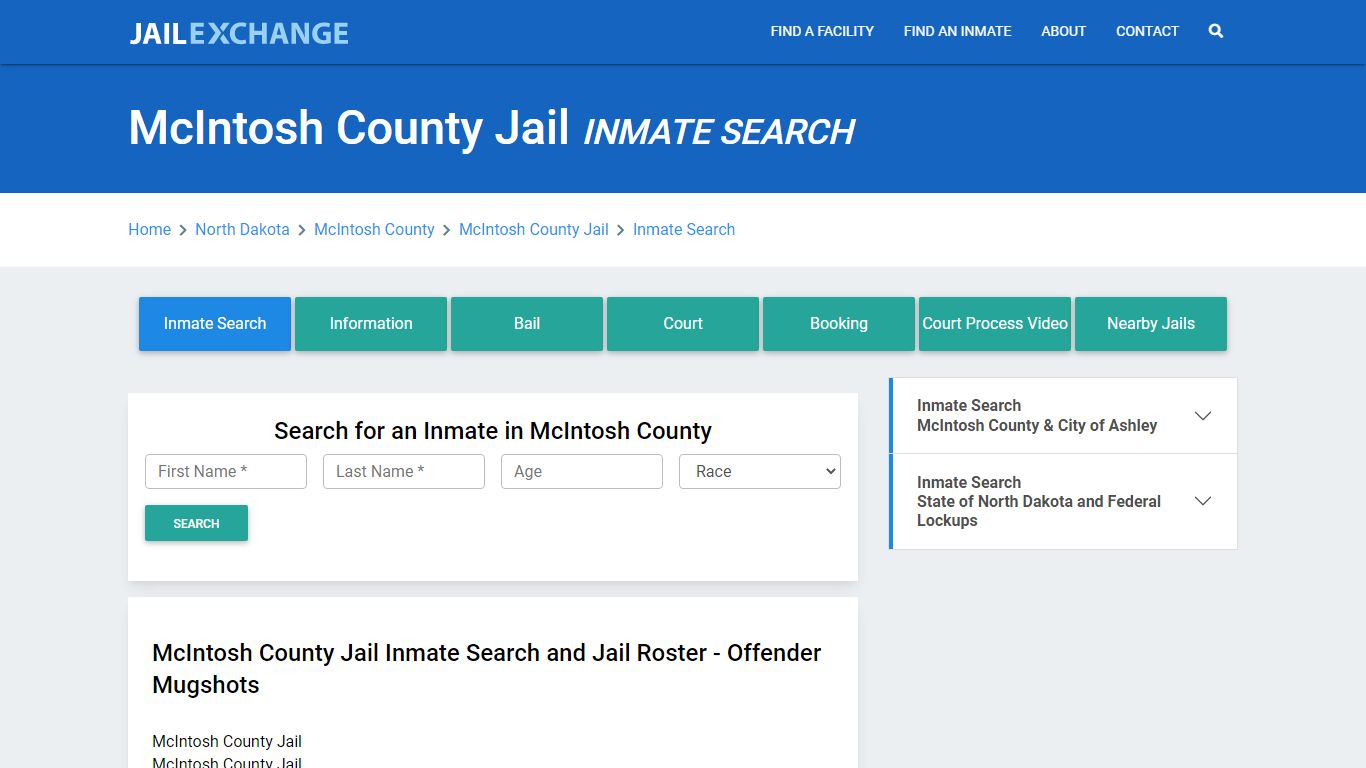 McIntosh County Jail, ND Inmate Search: Roster & Mugshots