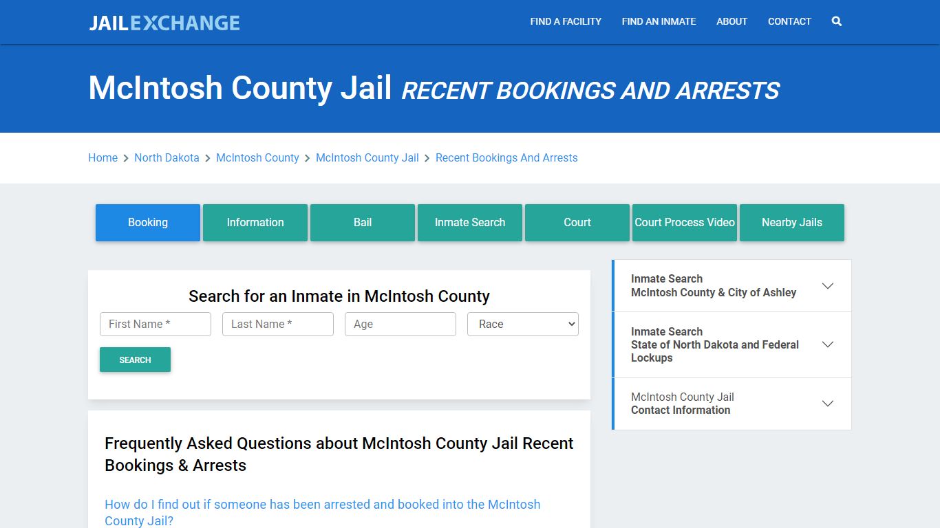 McIntosh County Jail Recent Bookings And Arrests - Jail Exchange