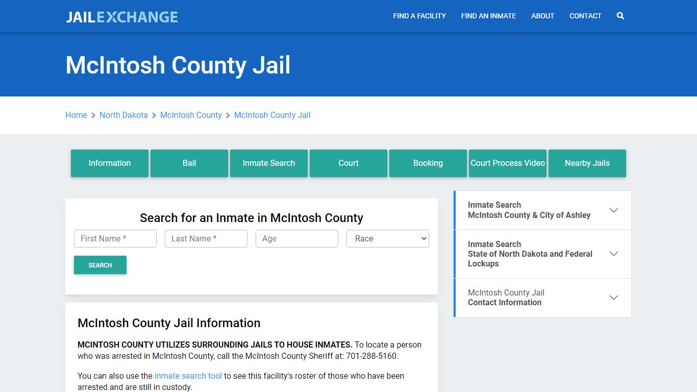 McIntosh County Jail Roster Lookup, ND, Inmate Search